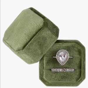 Olive Green Velvet Ring Box
